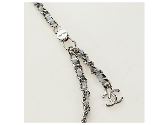 CHANEL Matelasse Chain Shoulder Bag Lamb Skin Silver CC Auth 190674SAM Argento - vista 9