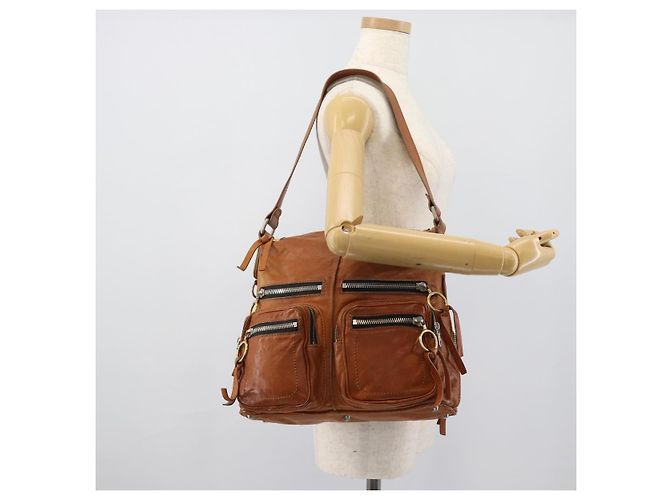 Chloé Borsa a Spalla Chloe Betty in Pelle Marrone Oro Argento Auth fm5404A D'oro - vista 28