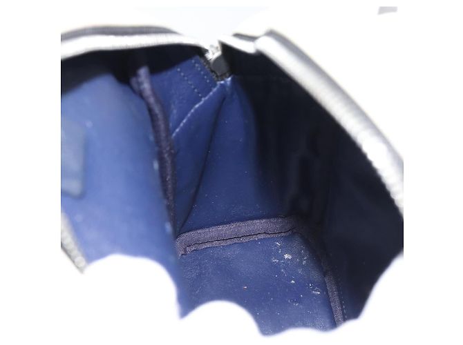 Mochila MCM Vicetos de cuero PVC Blanco Plata Auth ka5127 - vista 21