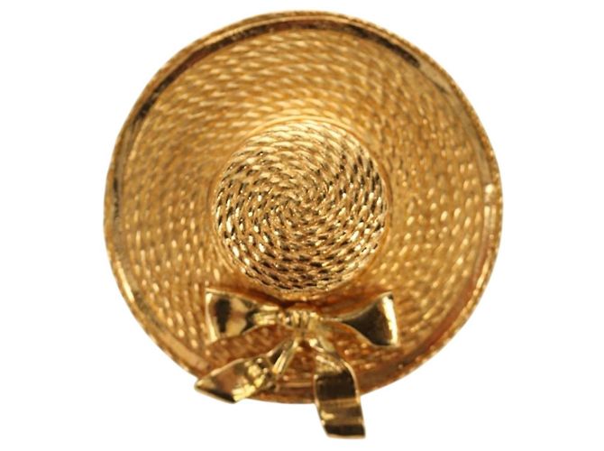 Spilla CHANEL metallo Gold CC Auth 190426M D'oro - vista 2