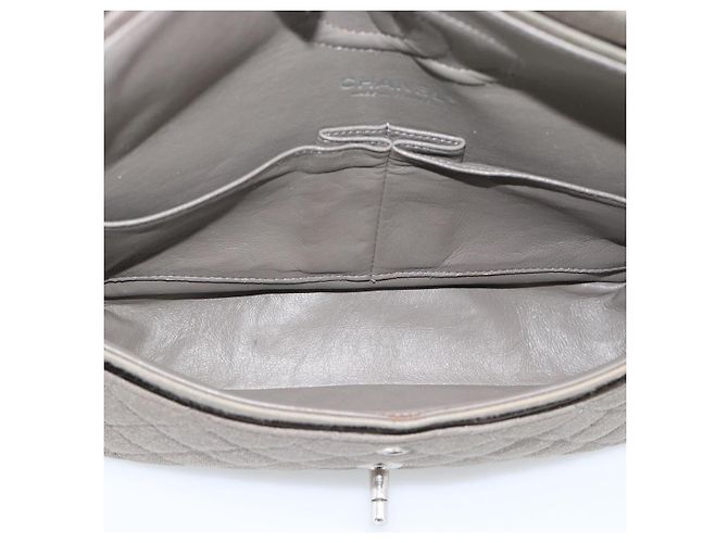 CHANEL Matelasse Chain Shoulder Bag Cotone Grigio Argento CC Auth mr2778 Marrone - vista 10