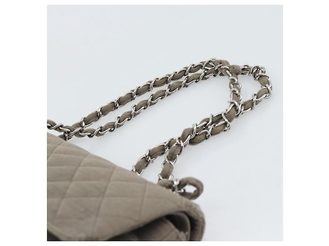 CHANEL Matelasse Chain Shoulder Bag Cotone Grigio Argento CC Auth mr2778 Marrone - vista 14