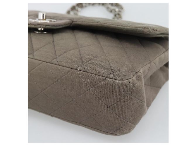 CHANEL Matelasse Chain Shoulder Bag Cotone Grigio Argento CC Auth mr2778 Marrone - vista 15