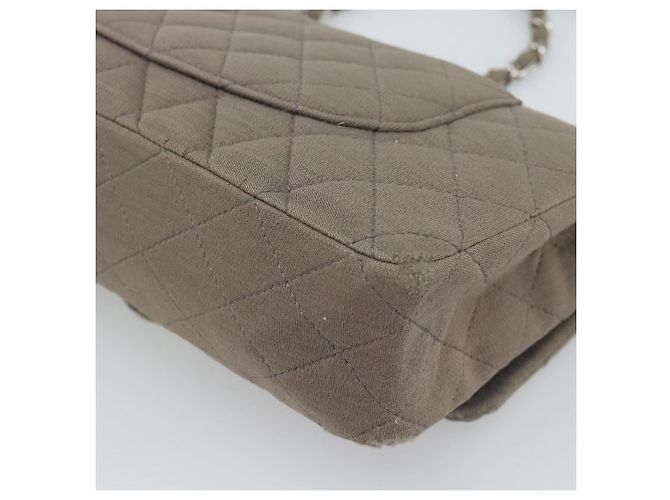 CHANEL Matelasse Chain Shoulder Bag Cotone Grigio Argento CC Auth mr2778 Marrone - vista 17