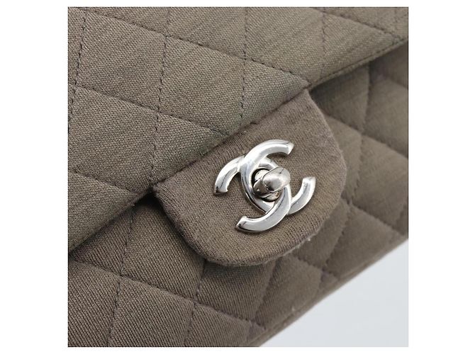 CHANEL Matelasse Chain Shoulder Bag Cotone Grigio Argento CC Auth mr2778 Marrone - vista 18