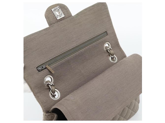 CHANEL Matelasse Chain Shoulder Bag Cotone Grigio Argento CC Auth mr2778 Marrone - vista 19