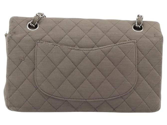 CHANEL Matelasse Chain Shoulder Bag Cotone Grigio Argento CC Auth mr2778 Marrone - vista 2