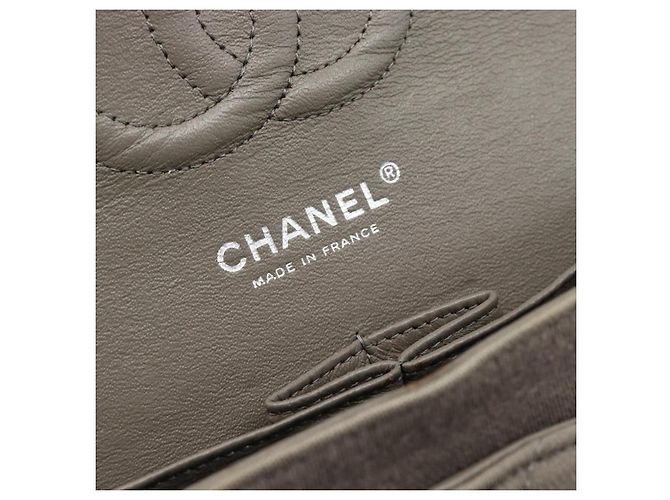 CHANEL Matelasse Chain Shoulder Bag Cotone Grigio Argento CC Auth mr2778 Marrone - vista 20