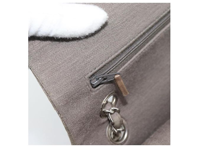 CHANEL Matelasse Chain Shoulder Bag Cotone Grigio Argento CC Auth mr2778 Marrone - vista 25