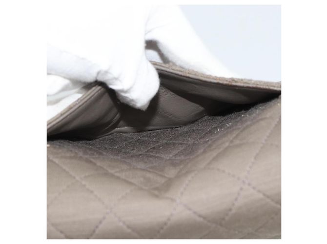 CHANEL Matelasse Chain Shoulder Bag Cotone Grigio Argento CC Auth mr2778 Marrone - vista 28