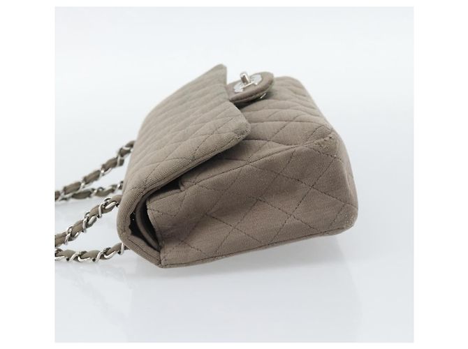 CHANEL Matelasse Chain Shoulder Bag Cotone Grigio Argento CC Auth mr2778 Marrone - vista 3