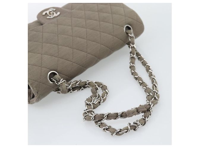 CHANEL Matelasse Chain Shoulder Bag Cotone Grigio Argento CC Auth mr2778 Marrone - vista 7