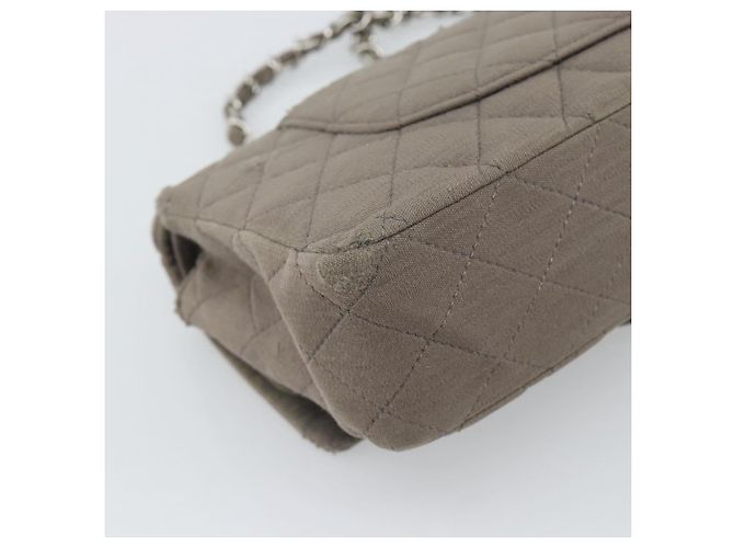 CHANEL Matelasse Chain Shoulder Bag Cotone Grigio Argento CC Auth mr2778 Marrone - vista 8