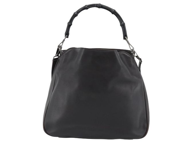 Borsa a Spalla GUCCI Bamboo in Pelle 2way Marrone Argento 0011577 Auth mr2670 - vista 3