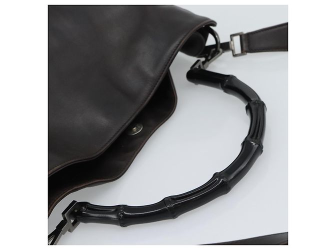 Borsa a Spalla GUCCI Bamboo in Pelle 2way Marrone Argento 0011577 Auth mr2670 - vista 7
