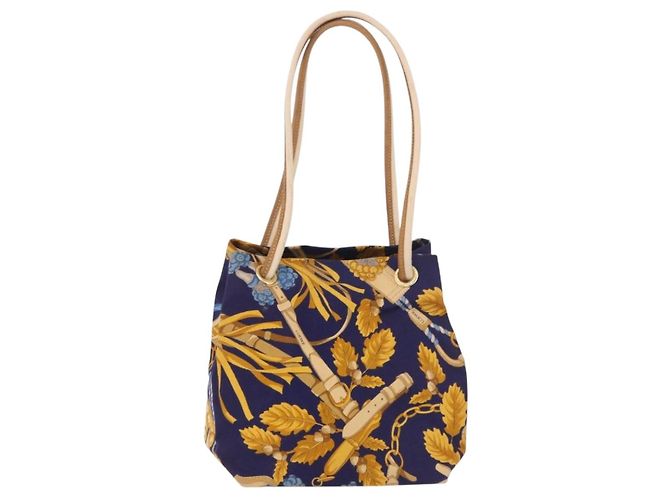 Borsa a tracolla LOEWE Canvas Blue Gold Auth bs35981A D'oro - vista 13