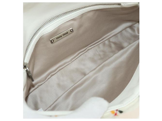 Borsa a Spalla con Catena Miu Miu in Pelliccia Bianco Argento Auth 190605M - vista 9