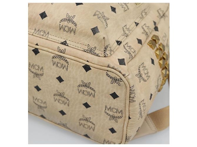 MCM Vicetos Logogram Rucksack PVC Beige Gold Auth gh2219 Golden - Ansicht 12