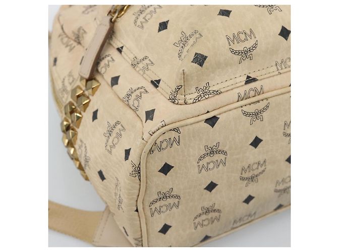 MCM Vicetos Logogram Rucksack PVC Beige Gold Auth gh2219 Golden - Ansicht 13