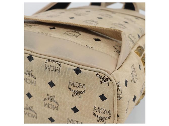 MCM Vicetos Logogram Rucksack PVC Beige Gold Auth gh2219 Golden - Ansicht 14