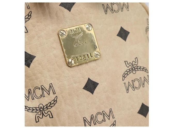 MCM Vicetos Logogram Rucksack PVC Beige Gold Auth gh2219 Golden - Ansicht 17