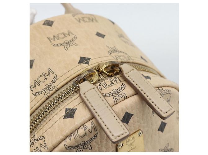 MCM Vicetos Logogram Rucksack PVC Beige Gold Auth gh2219 Golden - Ansicht 18