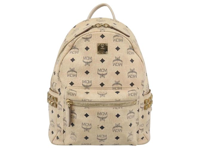 MCM Vicetos Logogram Rucksack PVC Beige Gold Auth gh2219 Golden - Ansicht 2