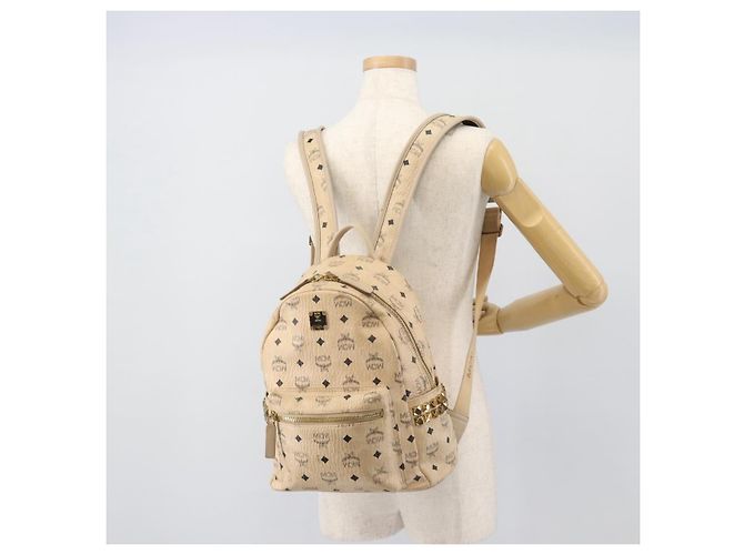 MCM Vicetos Logogram Rucksack PVC Beige Gold Auth gh2219 Golden - Ansicht 25