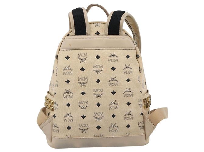 MCM Vicetos Logogram Rucksack PVC Beige Gold Auth gh2219 Golden - Ansicht 3