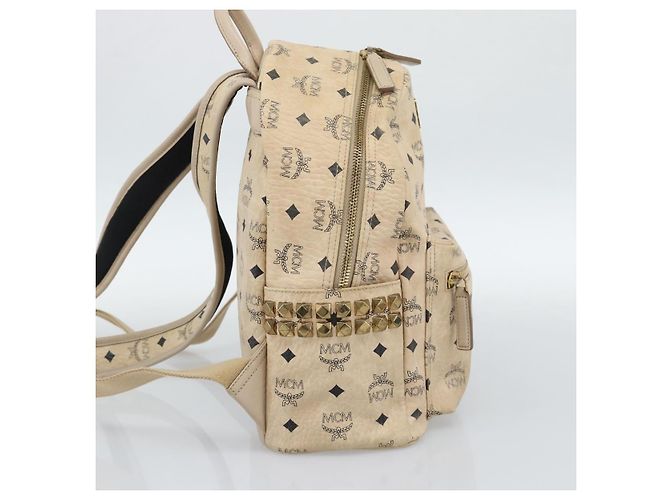 MCM Vicetos Logogram Rucksack PVC Beige Gold Auth gh2219 Golden - Ansicht 4