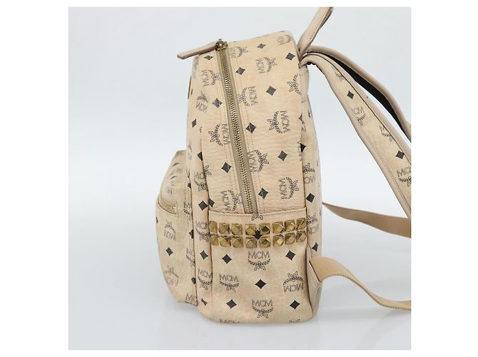 MCM Vicetos Logogram Rucksack PVC Beige Gold Auth gh2219 Golden - Ansicht 5