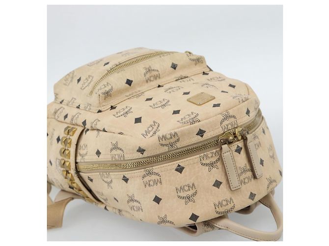MCM Vicetos Logogram Rucksack PVC Beige Gold Auth gh2219 Golden - Ansicht 6