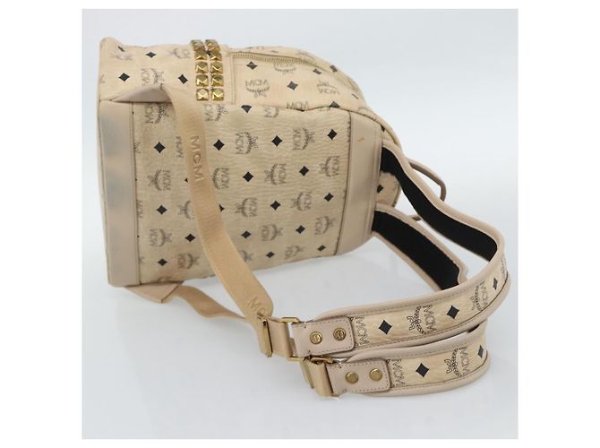 MCM Vicetos Logogram Rucksack PVC Beige Gold Auth gh2219 Golden - Ansicht 9