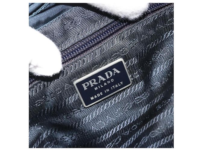 Rucksack PRADA Nylon Navy Silver Auth hk3905 Silber Marineblau - Ansicht 23