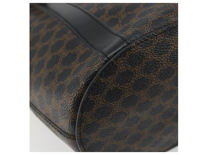 Céline Borsa a Spalla CELINE Macadam Canvas PVC Pelle Nera Oro Auth 190902A Nero D'oro - vista 14