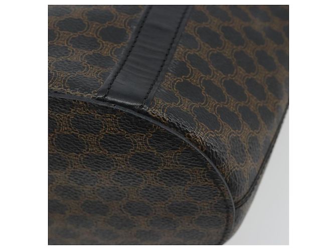 Céline Borsa a Spalla CELINE Macadam Canvas PVC Pelle Nera Oro Auth 190902A Nero D'oro - vista 15