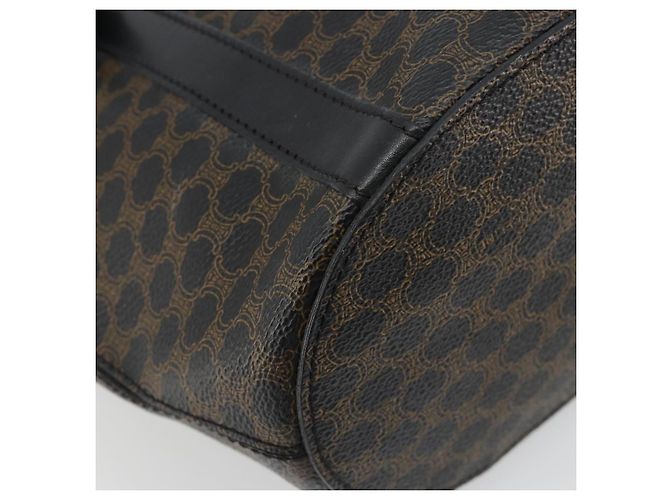 Céline Borsa a Spalla CELINE Macadam Canvas PVC Pelle Nera Oro Auth 190902A Nero D'oro - vista 16