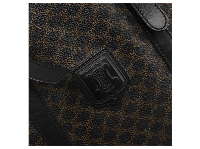 Céline Borsa a Spalla CELINE Macadam Canvas PVC Pelle Nera Oro Auth 190902A Nero D'oro - vista 18