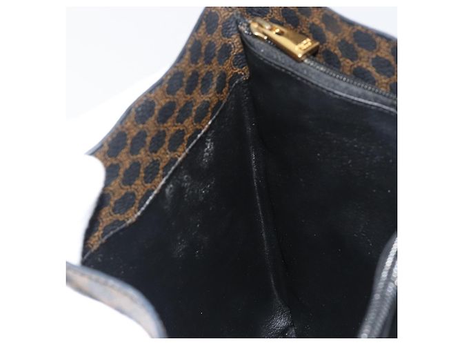 Céline Borsa a Spalla CELINE Macadam Canvas PVC Pelle Nera Oro Auth 190902A Nero D'oro - vista 21