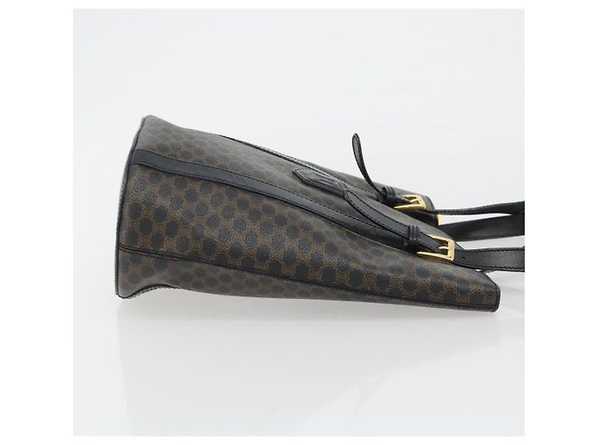 Céline Borsa a Spalla CELINE Macadam Canvas PVC Pelle Nera Oro Auth 190902A Nero D'oro - vista 3