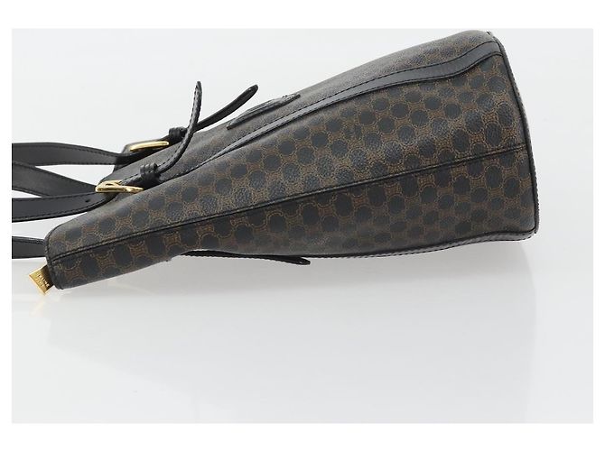 Céline Borsa a Spalla CELINE Macadam Canvas PVC Pelle Nera Oro Auth 190902A Nero D'oro - vista 4