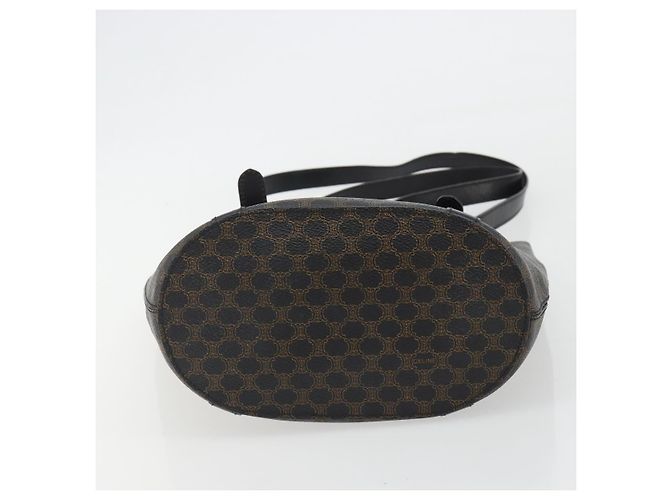 Céline Borsa a Spalla CELINE Macadam Canvas PVC Pelle Nera Oro Auth 190902A Nero D'oro - vista 5