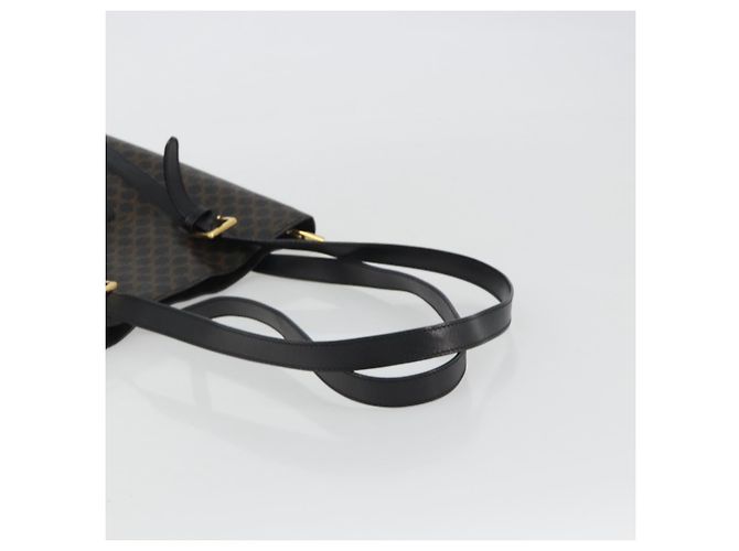 Céline Borsa a Spalla CELINE Macadam Canvas PVC Pelle Nera Oro Auth 190902A Nero D'oro - vista 7