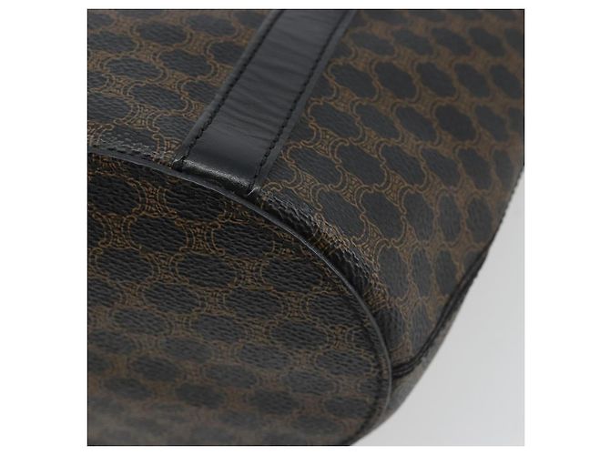 Céline Borsa a Spalla CELINE Macadam Canvas PVC Pelle Nera Oro Auth 190902A Nero D'oro - vista 9