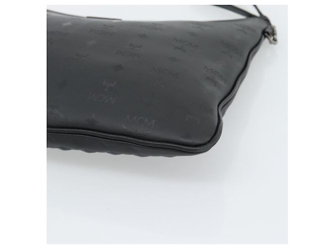 Clutch MCM Vicetos Logogram in pelle e PVC nero con dettagli argento Auth mr2715 - vista 10
