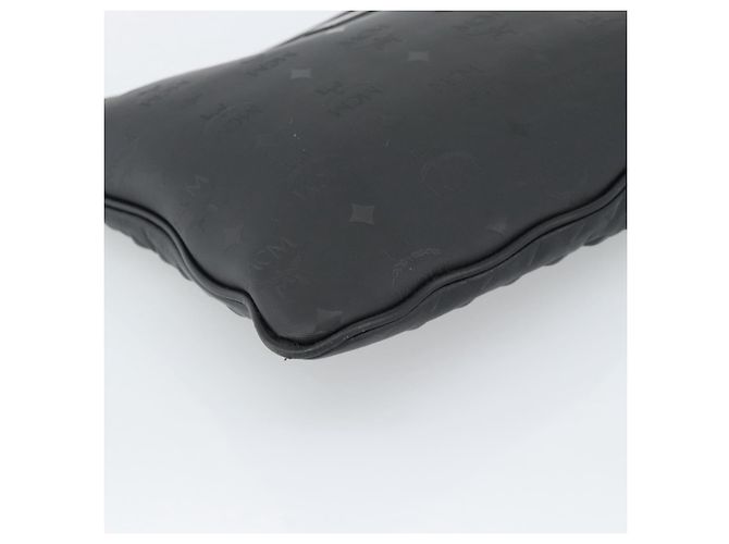 Clutch MCM Vicetos Logogram in pelle e PVC nero con dettagli argento Auth mr2715 - vista 11