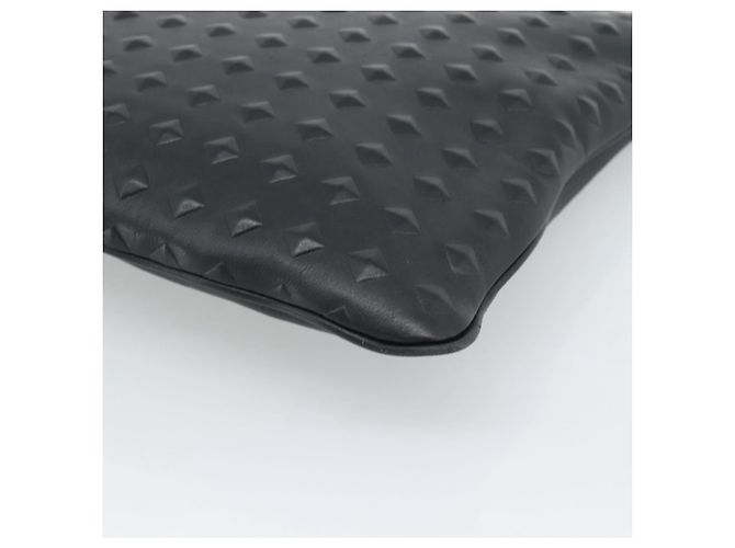 Clutch MCM Vicetos Logogram in pelle e PVC nero con dettagli argento Auth mr2715 - vista 12