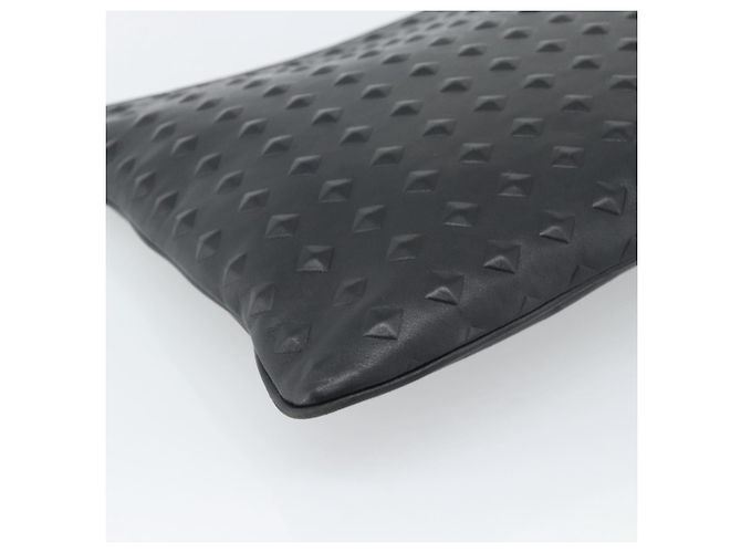 Clutch MCM Vicetos Logogram in pelle e PVC nero con dettagli argento Auth mr2715 - vista 13