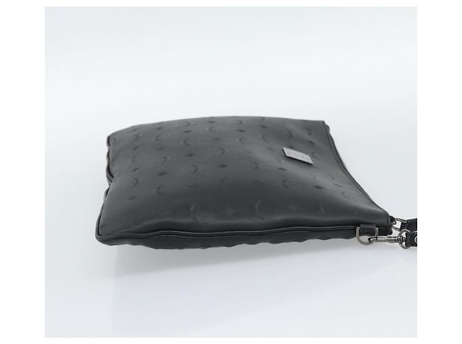 Clutch MCM Vicetos Logogram in pelle e PVC nero con dettagli argento Auth mr2715 - vista 5