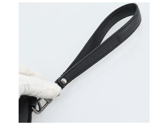 Clutch MCM Vicetos Logogram in pelle e PVC nero con dettagli argento Auth mr2715 - vista 7